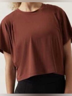 Athleta Elemental Cropped Tee Relaxed Fit Women's Yoga Top Breathable Size 2X